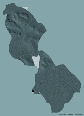 İrlanda 'nın Leitrim ilçesi, başkenti katı renk arkaplanı ile izole edilmiştir. Renkli yükseklik haritası. 3B görüntüleme