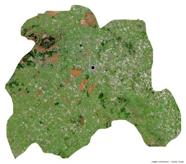 İrlanda 'nın Laoighis ilçesi, başkenti beyaz arka planda izole edilmiştir. Uydu görüntüleri. 3B görüntüleme