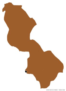 İrlanda 'nın Leitrim ilçesi, başkenti beyaz arka planda izole edilmiş. Desenli dokuların bileşimi. 3B görüntüleme