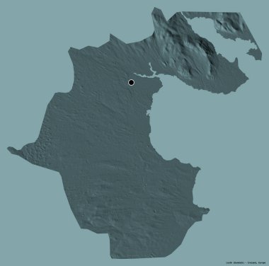 İrlanda 'nın Louth ilçesi, başkenti koyu renk arka planda izole edilmiş. Renkli yükseklik haritası. 3B görüntüleme