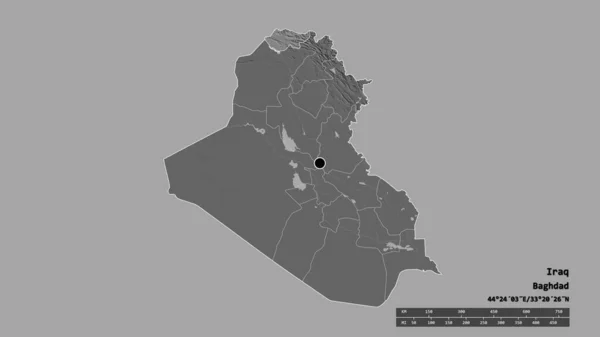 Forma Desolata Dell Iraq Con Sua Capitale Principale Divisione Regionale — Foto Stock