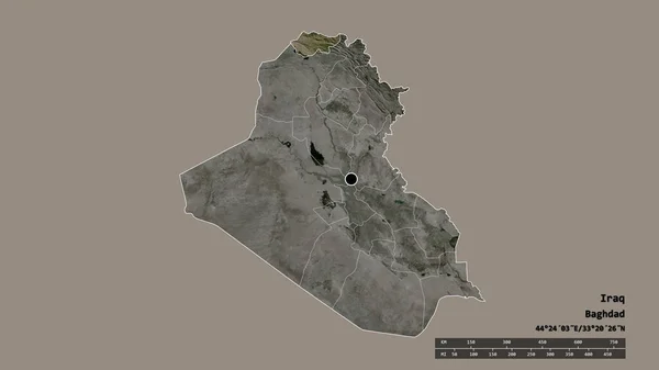 主要な地域部門と分離されたディホク地域とイラクの荒廃した形 ラベル 衛星画像 3Dレンダリング — ストック写真