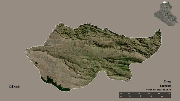 Форма Діхок Провінція Ірак Столицею Ізольованою Твердому Тлі Масштаб Відстаней — стокове фото