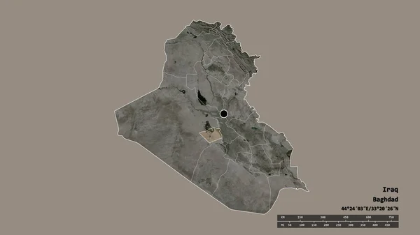 Zdesperowany Kształt Iraku Stolicą Głównym Oddziałem Regionalnym Dzielonym Obszarem Karbali — Zdjęcie stockowe