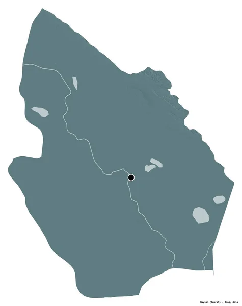 伊拉克梅桑省的形状 其首都被白色背景隔离 彩色高程图 3D渲染 — 图库照片