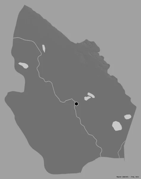 伊拉克的迈桑省的形状 其首都在一个坚实的色彩背景上孤立 Bilevel高程图 3D渲染 — 图库照片