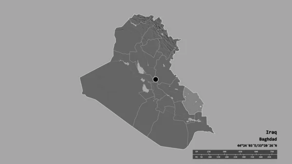 Vyprahlý Tvar Iráku Hlavním Městem Hlavní Regionální Divizí Odděleným Územím — Stock fotografie