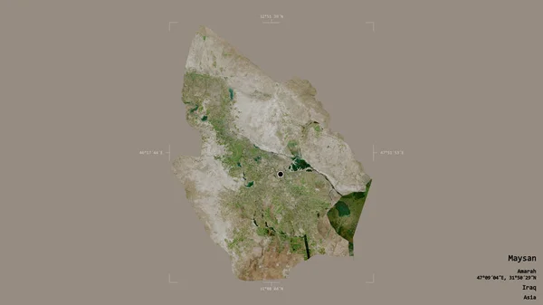 伊拉克省迈桑市的一个地区 在一个地理参照框的坚实背景下被隔离 卫星图像 3D渲染 — 图库照片