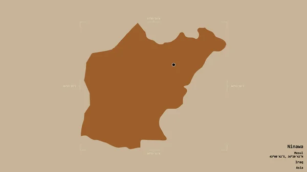 伊拉克尼尼微省的一个地区 在一个地理参照框的坚实背景下被隔离 图形纹理的组成 3D渲染 — 图库照片