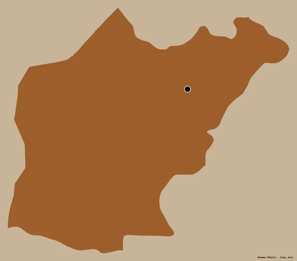 Form Ninawa Provinsen Irak Med Dess Huvudstad Isolerad Solid Färg — Stockfoto