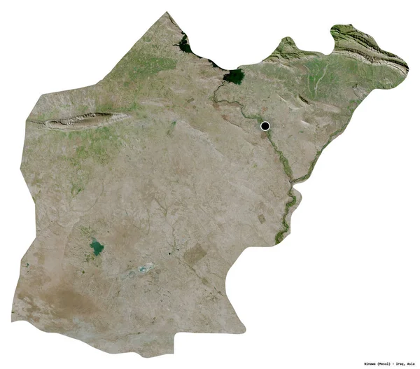 Shape Ninawa Province Iraq Its Capital Isolated White Background Satellite — Stock Photo, Image