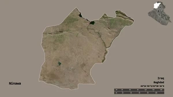 Shape Ninawa Province Iraq Its Capital Isolated Solid Background Distance — Stock Photo, Image