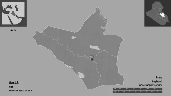 Shape Wasit Province Iraq Its Capital Escala Distancia Vistas Previas — Foto de Stock