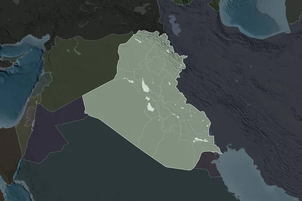 Forma Dell Iraq Separata Dalla Desaturazione Delle Aree Limitrofe Frontiere — Foto Stock