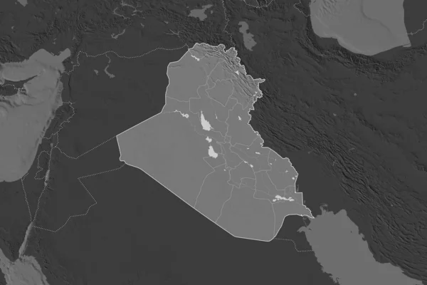 Gestalt Des Irak Getrennt Durch Die Entwässerung Benachbarter Gebiete Grenzen — Stockfoto