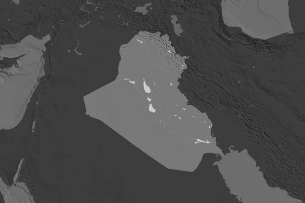 Форма Іраку Розділена Спустошенням Сусідніх Районів Білевелівська Карта Висот Візуалізація — стокове фото