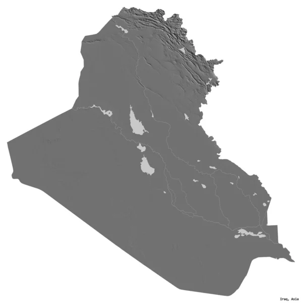 Forma Irak Con Capital Aislado Sobre Fondo Blanco Mapa Elevación —  Fotos de Stock