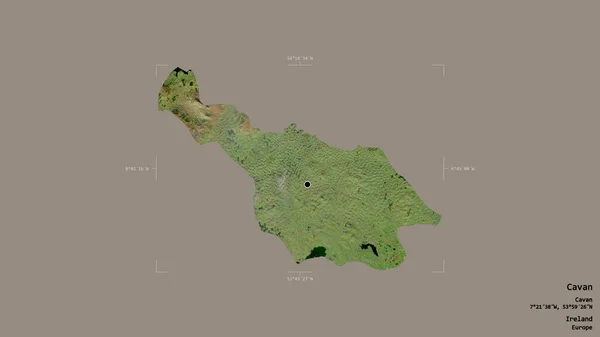 アイルランドのカバン 英語版 の地域は 洗練された境界線の箱の中にしっかりとした背景に孤立していた ラベル 衛星画像 3Dレンダリング — ストック写真