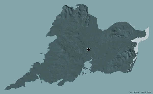 Kształt Clare Hrabstwo Irlandii Stolicą Odizolowaną Solidnym Tle Koloru Kolorowa — Zdjęcie stockowe