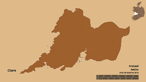Форма Клэр Графства Ирландия Столицей Изолированной Прочном Фоне Дистанционный Масштаб — стоковое фото