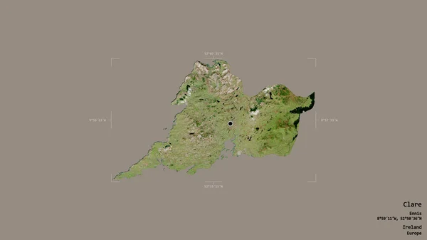 Area Clare County Ireland Isolated Solid Background Georeferenced Bounding Box — Stock Photo, Image