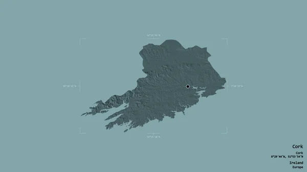 Oblast Cork Hrabství Irsko Izolované Pevném Pozadí Georeferencované Hraniční Oblasti — Stock fotografie