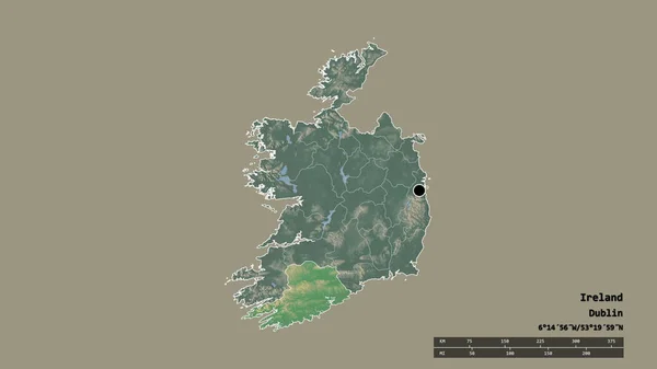 Обесцвеченная Форма Ирландии Столицей Главным Региональным Разделением Отделенной Территорией Корка — стоковое фото