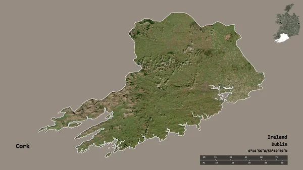 Forma Cork Condado Irlanda Com Sua Capital Isolada Fundo Sólido — Fotografia de Stock