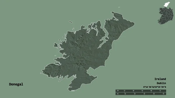 Форма Донегала Графства Ирландия Столицей Изолированной Прочном Фоне Дистанционный Масштаб — стоковое фото