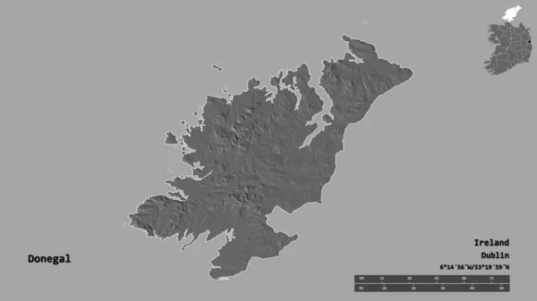 Forma Donegal Condado Irlanda Com Sua Capital Isolada Fundo Sólido — Fotografia de Stock