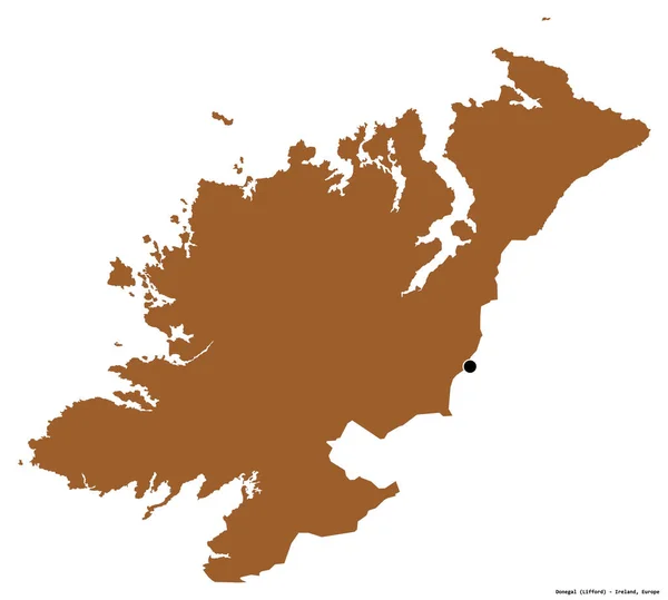 Forma Del Donegal Contea Irlanda Con Sua Capitale Isolata Sfondo — Foto Stock