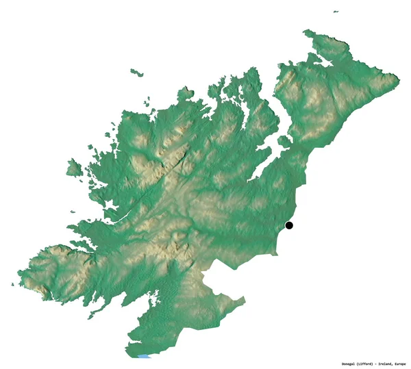 Form Von Donegal Grafschaft Von Irland Mit Seiner Hauptstadt Isoliert — Stockfoto