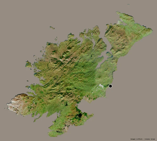 Forma Donegal Condado Irlanda Com Sua Capital Isolada Fundo Cor — Fotografia de Stock