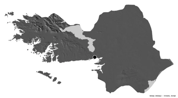 Forma Galway Condado Irlanda Con Capital Aislada Sobre Fondo Blanco —  Fotos de Stock