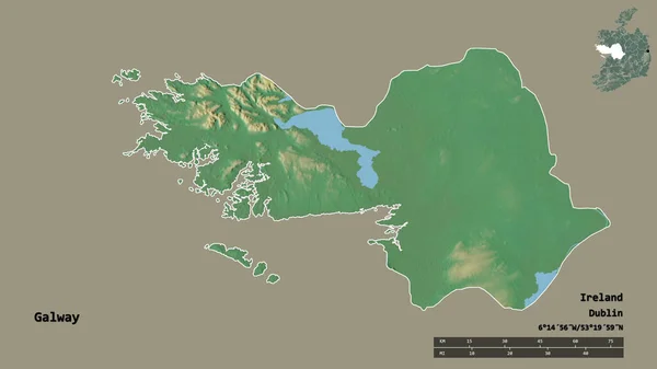 Shape Galway Grafschaft Von Irland Mit Seiner Hauptstadt Isoliert Auf — Stockfoto