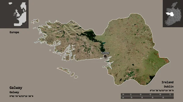 Shape Galway Grafschaft Von Irland Und Seine Hauptstadt Entfernungsskala Vorschau — Stockfoto