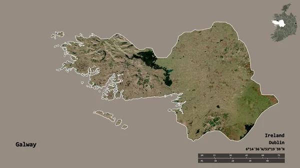 Forma Galway Condado Irlanda Con Capital Aislada Sobre Fondo Sólido —  Fotos de Stock