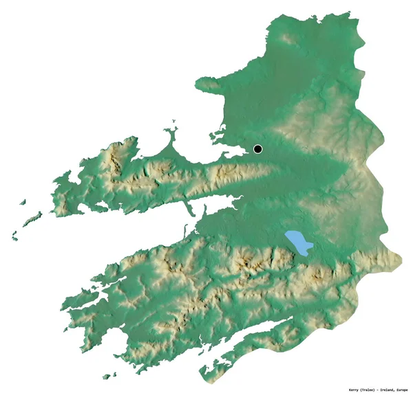 Vorm Van Kerry Graafschap Ierland Met Hoofdstad Geïsoleerd Witte Achtergrond — Stockfoto