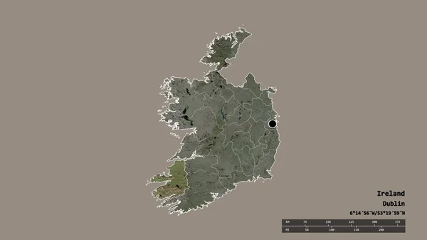 Обесцвеченная Форма Ирландии Столицей Главным Региональным Разделением Отделенной Территорией Керри — стоковое фото