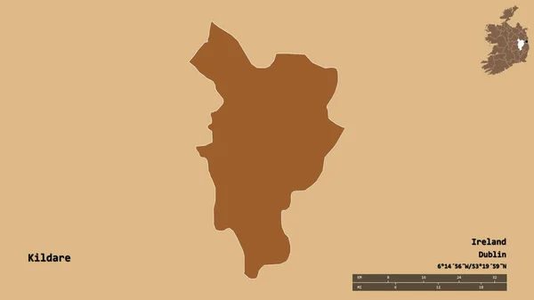 Форма Килдэра Графства Ирландия Столицей Изолированной Прочном Фоне Дистанционный Масштаб — стоковое фото