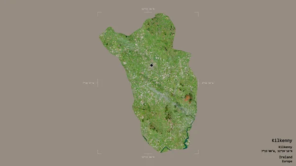 Area Kilkenny County Ireland Isolated Solid Background Georeferenced Bounding Box — Stock Photo, Image