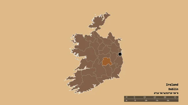 Forma Dessaturada Irlanda Com Sua Capital Principal Divisão Regional Área — Fotografia de Stock