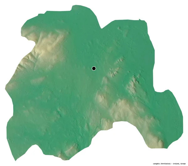 アイルランドの郡Laoighisの形で その首都は白い背景に隔離されています 地形図 3Dレンダリング — ストック写真