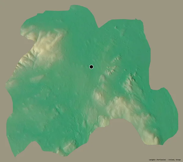アイルランドの郡ラヨワの形で その首都はしっかりとした色の背景に隔離されています 地形図 3Dレンダリング — ストック写真