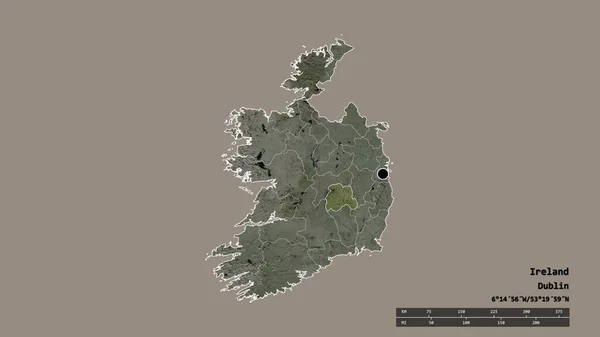 Обесцвеченная Форма Ирландии Столицей Главным Региональным Разделением Отделенной Территорией Лаоигиса — стоковое фото