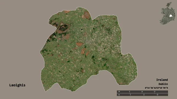 アイルランドの郡ラヨワイスの形で その首都はしっかりとした背景に孤立している 距離スケール リージョンプレビュー およびラベル 衛星画像 3Dレンダリング — ストック写真