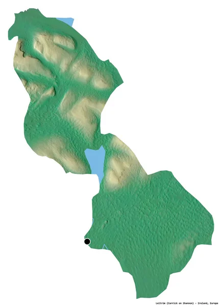 アイルランドの郡リトリムの形で その首都は白い背景に孤立している 地形図 3Dレンダリング — ストック写真