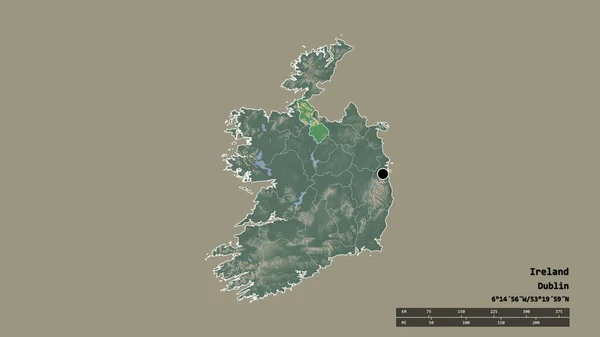 Forma Dessaturada Irlanda Com Sua Capital Principal Divisão Regional Área — Fotografia de Stock