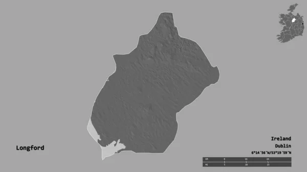 Forma Longford Condado Irlanda Con Capital Aislada Sobre Fondo Sólido —  Fotos de Stock
