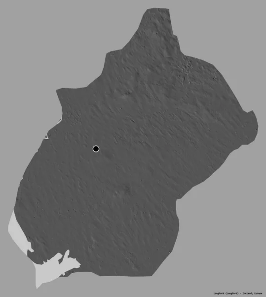 Kształt Longford Hrabstwo Irlandii Stolicą Odizolowaną Solidnym Tle Koloru Dwupoziomowa — Zdjęcie stockowe
